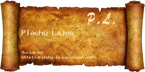 Plachy Lajos névjegykártya